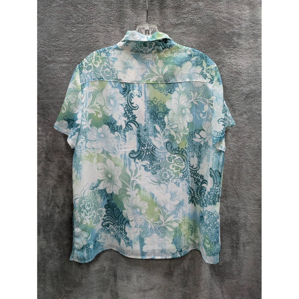 Coastal Grandma Blouse Womens 14 Paisley Floral Chiffon - Picture 5 of 7